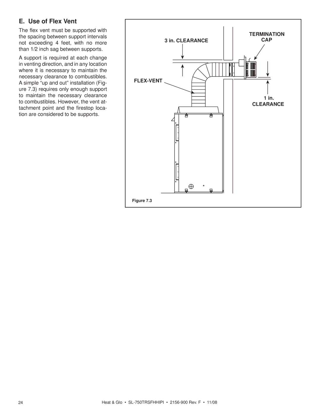 Hearth and Home Technologies SL-750TRSFHHIPI owner manual Use of Flex Vent, In. Clearance 