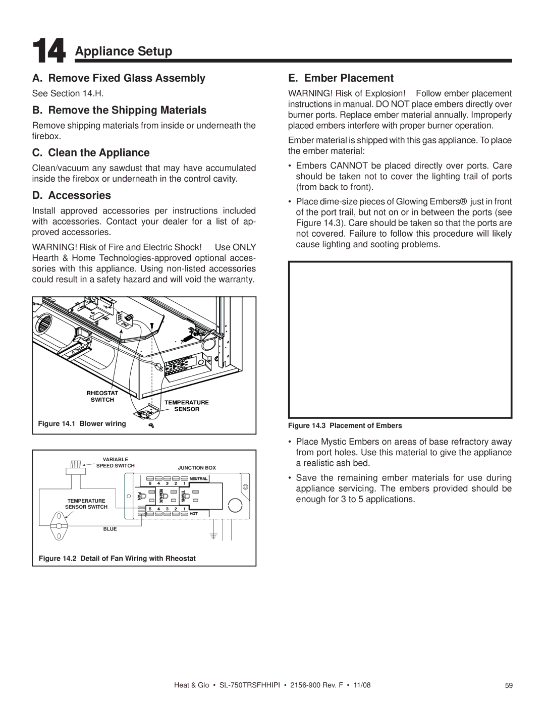 Hearth and Home Technologies SL-750TRSFHHIPI owner manual Appliance Setup 