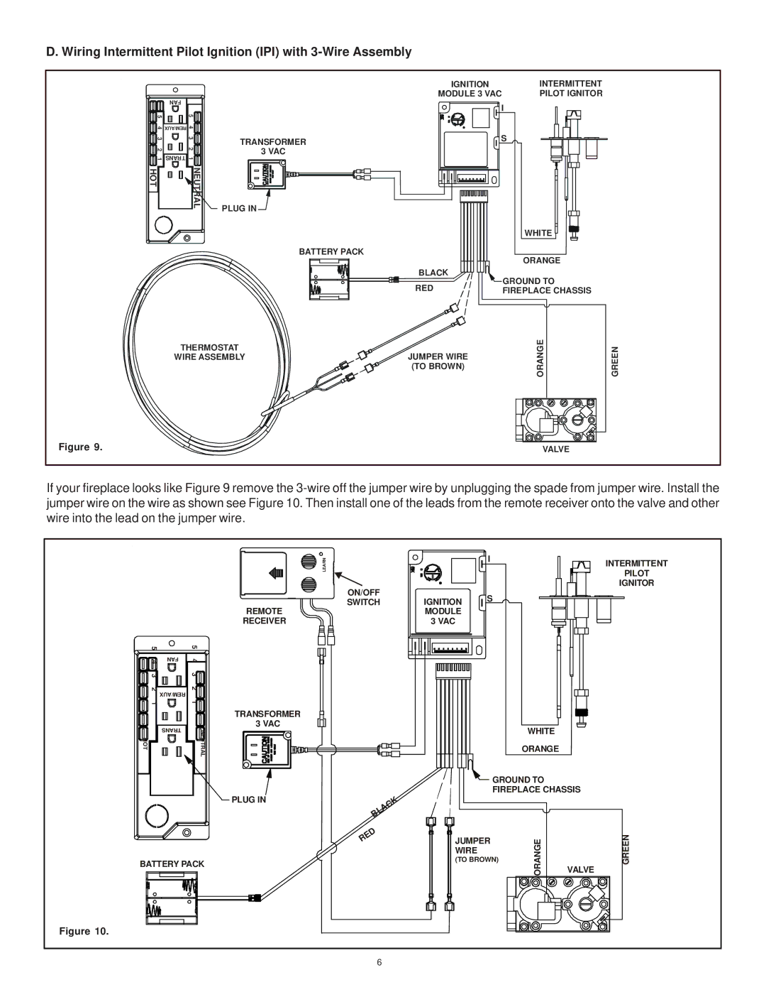 Hearth and Home Technologies SMART-BATT-II Wiring Intermittent Pilot Ignition IPI with 3-Wire Assembly 