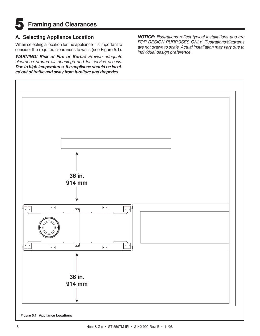 Hearth and Home Technologies ST-550TM-IPI owner manual Framing and Clearances, Selecting Appliance Location 