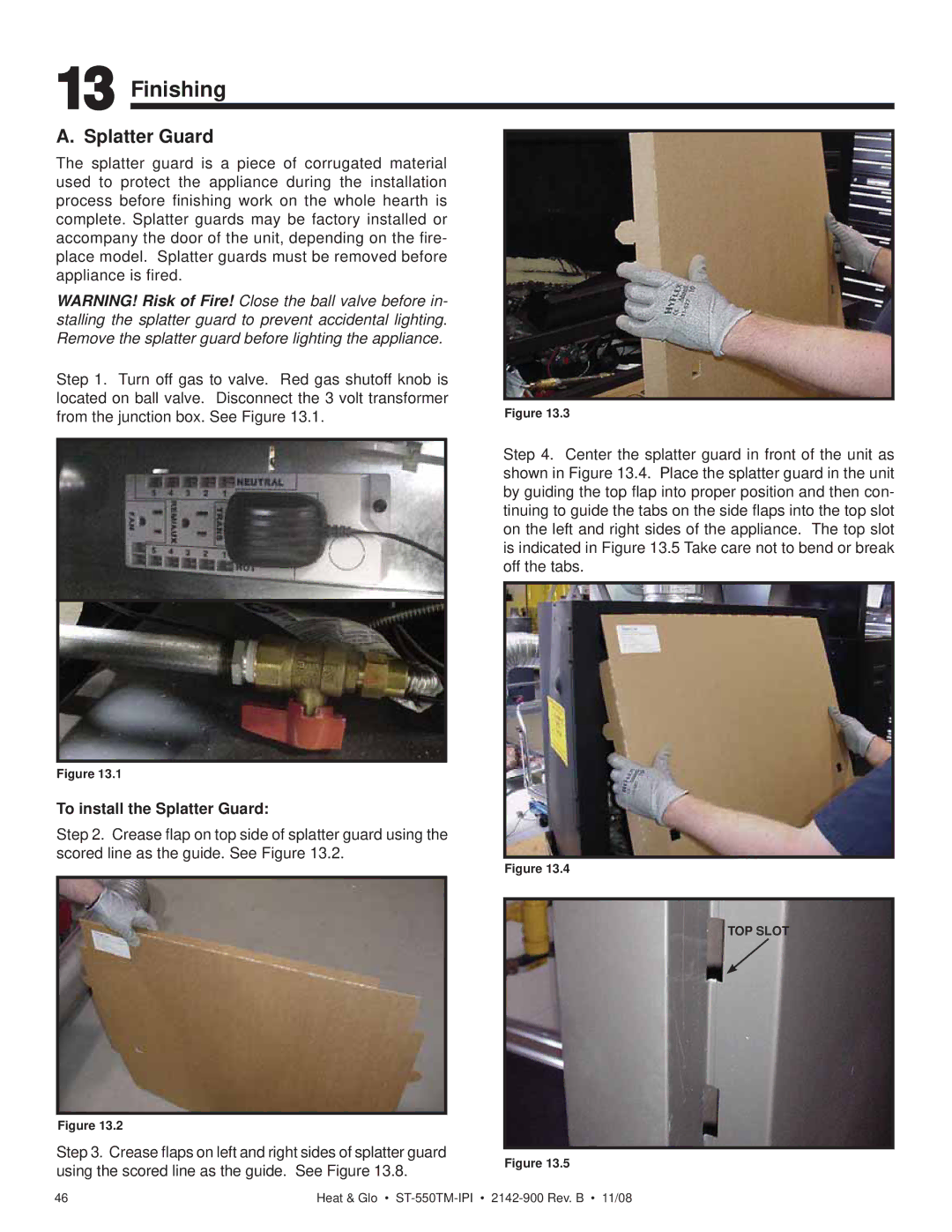 Hearth and Home Technologies ST-550TM-IPI owner manual Finishing, To install the Splatter Guard 