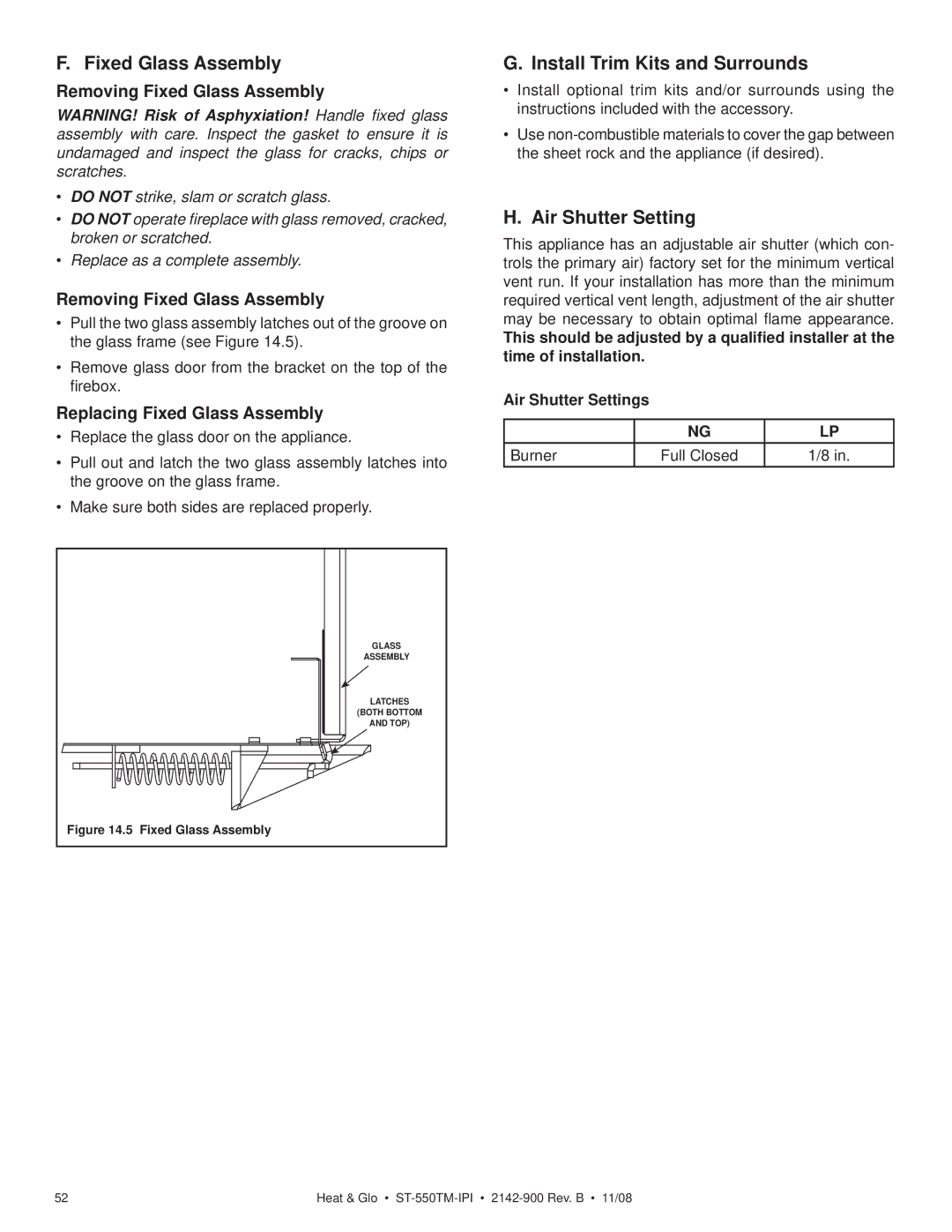 Hearth and Home Technologies ST-550TM-IPI owner manual Install Trim Kits and Surrounds, Air Shutter Setting 