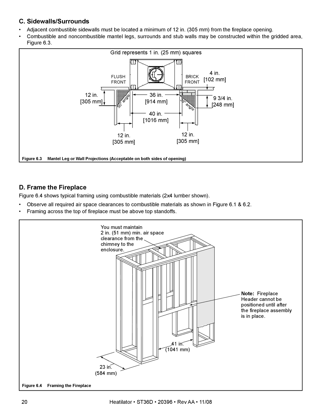 Hearth and Home Technologies ST36D owner manual Sidewalls/Surrounds, Frame the Fireplace 