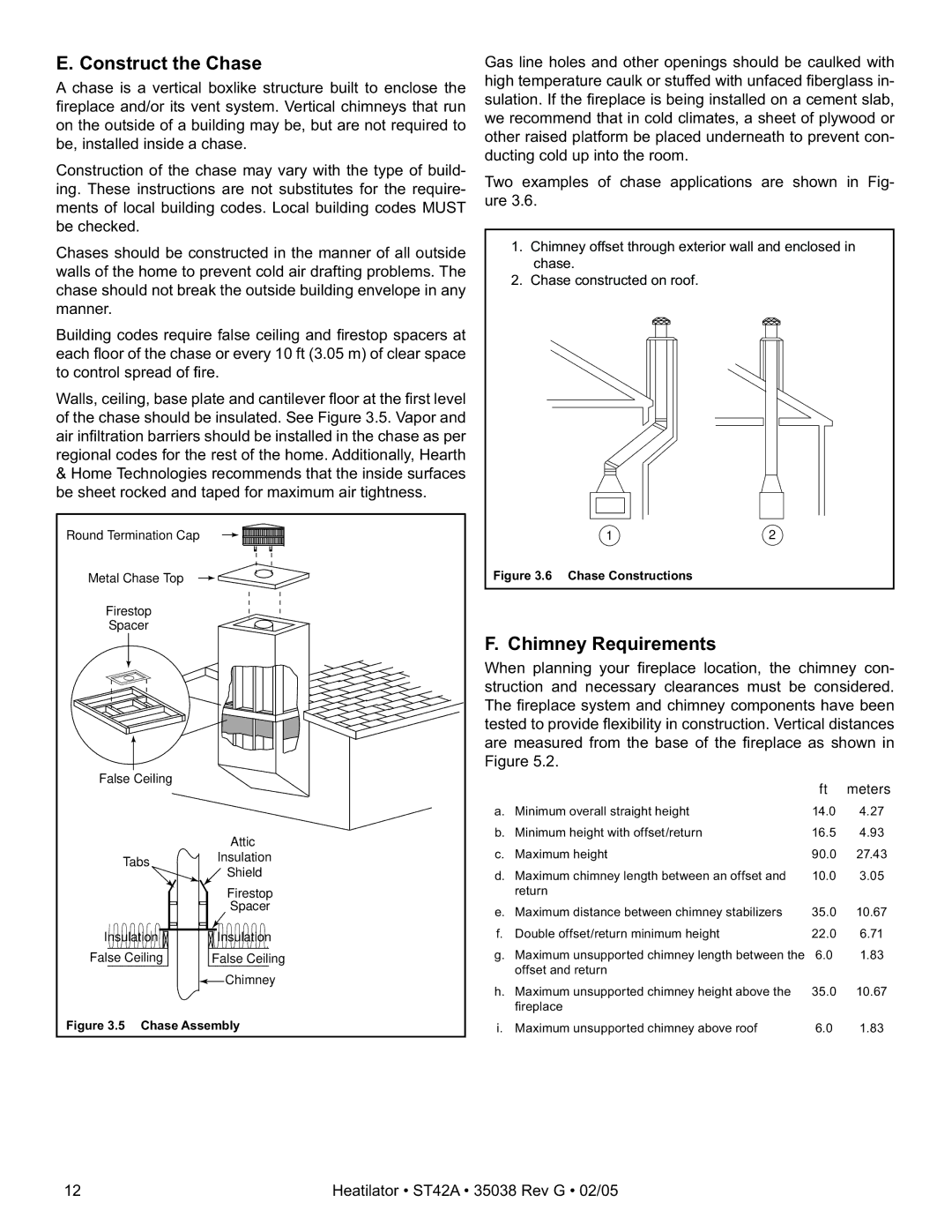 Hearth and Home Technologies ST42A owner manual Construct the Chase, Chimney Requirements 