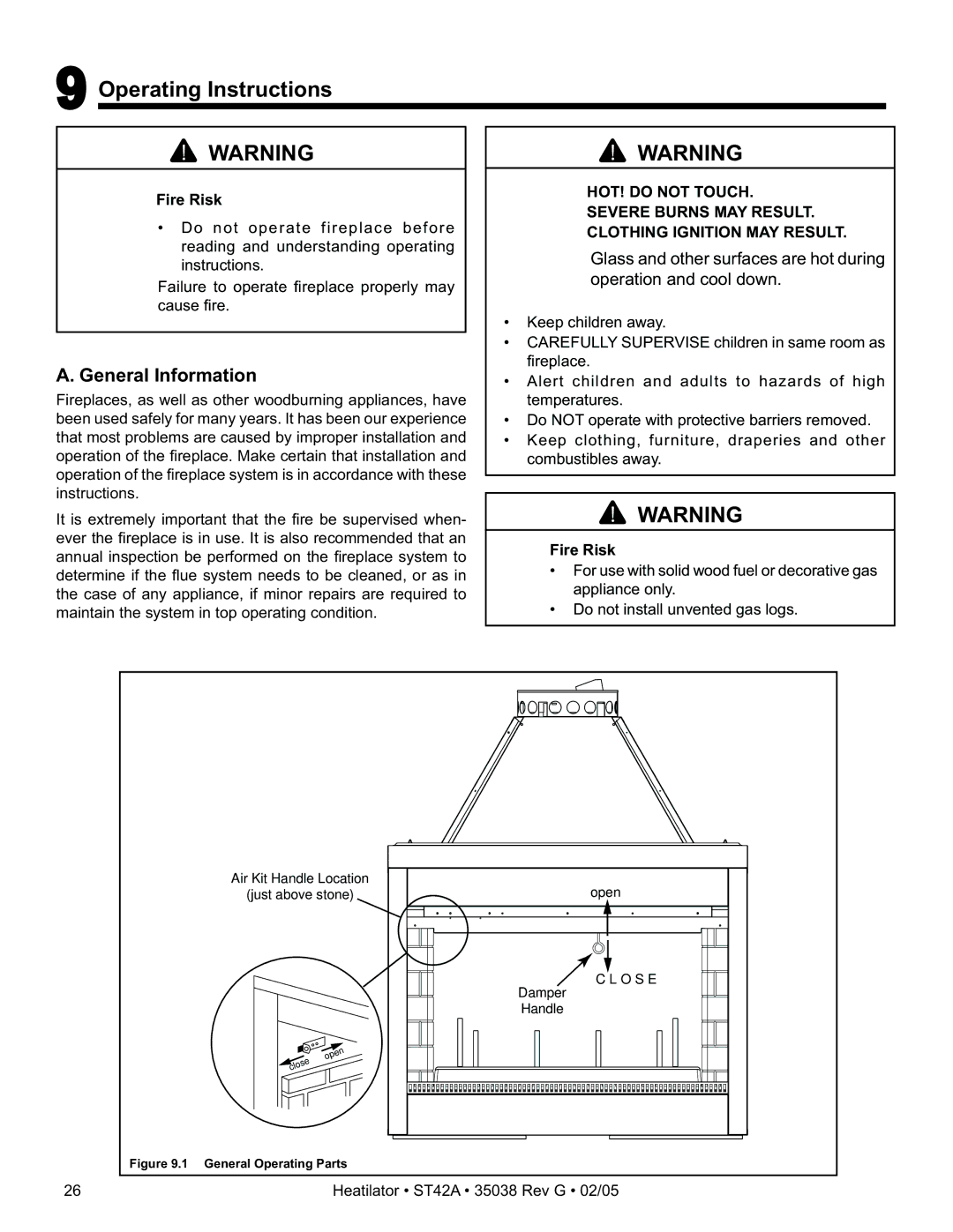 Hearth and Home Technologies ST42A owner manual Operating Instructions, General Information 