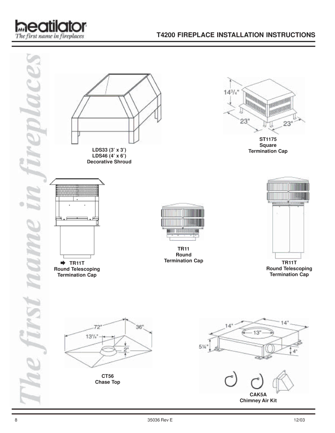 Hearth and Home Technologies T4200 manual TR11T 