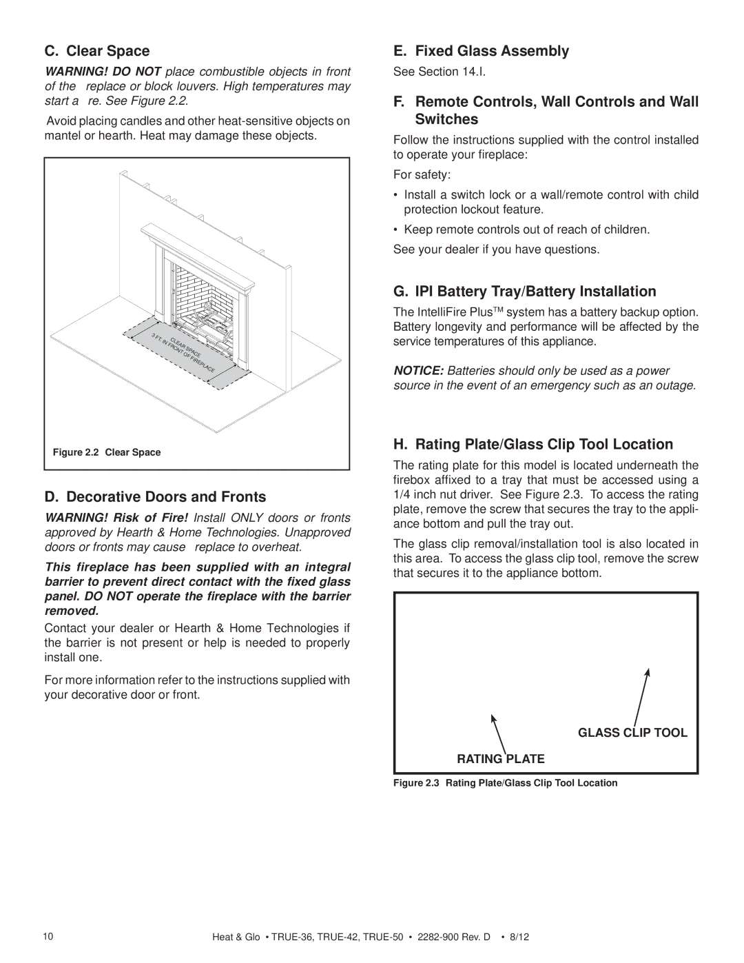 Hearth and Home Technologies TRUE-36, TRUE-42, TRUE-50 Clear Space, Decorative Doors and Fronts, Fixed Glass Assembly 