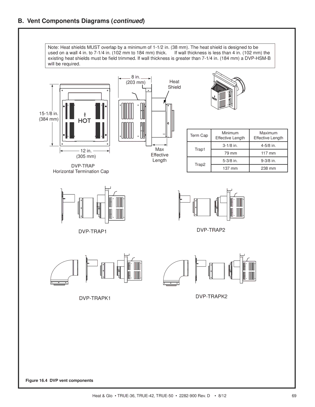 Hearth and Home Technologies TRUE-42 DVP-TRAP1 DVP-TRAP2 DVP-TRAPK1 DVP-TRAPK2, Dvp-Trap, Horizontal Termination Cap 