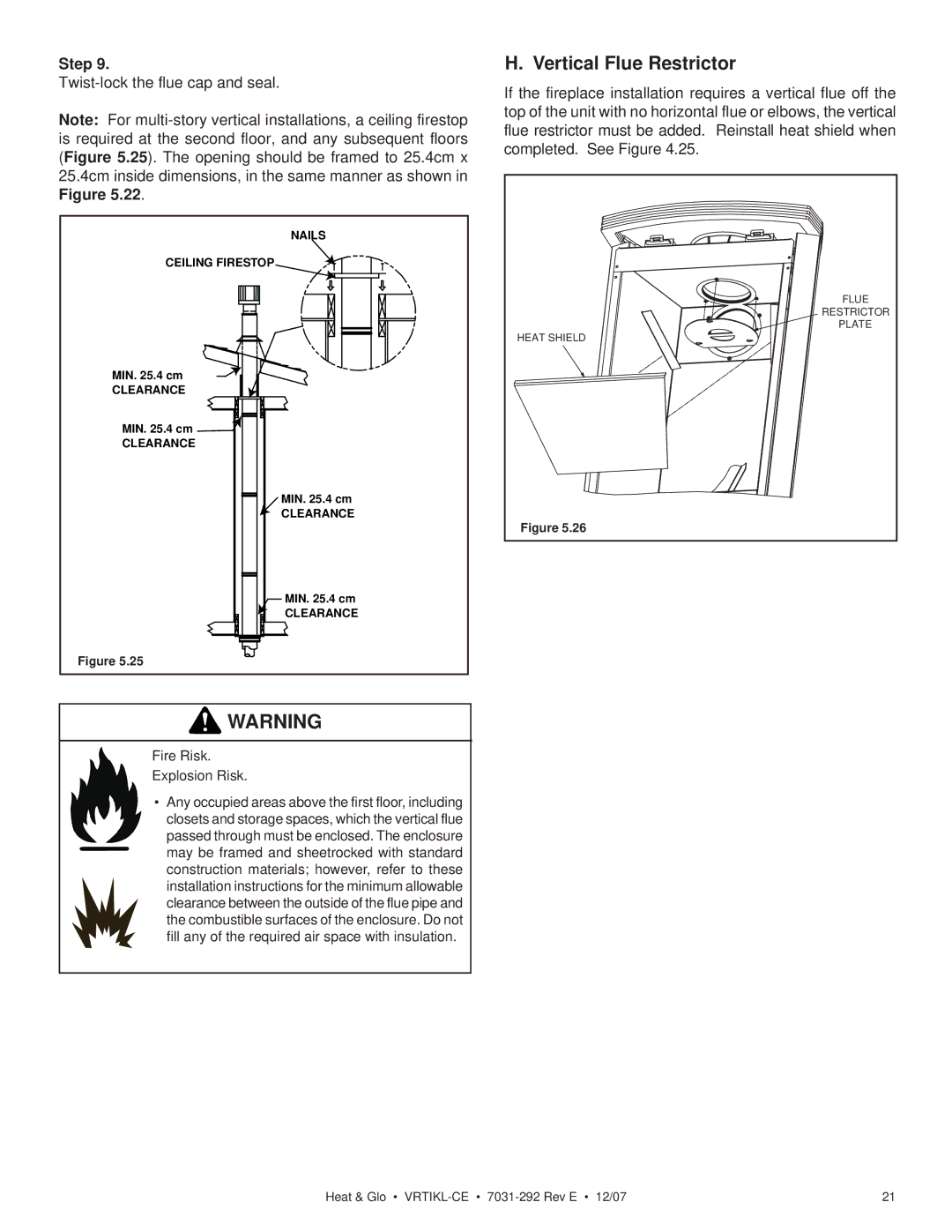 Hearth and Home Technologies VRT-GY-P-CE, VRTIKL-CE, VRT-GY-N-CE Vertical Flue Restrictor, Twist-lock the flue cap and seal 