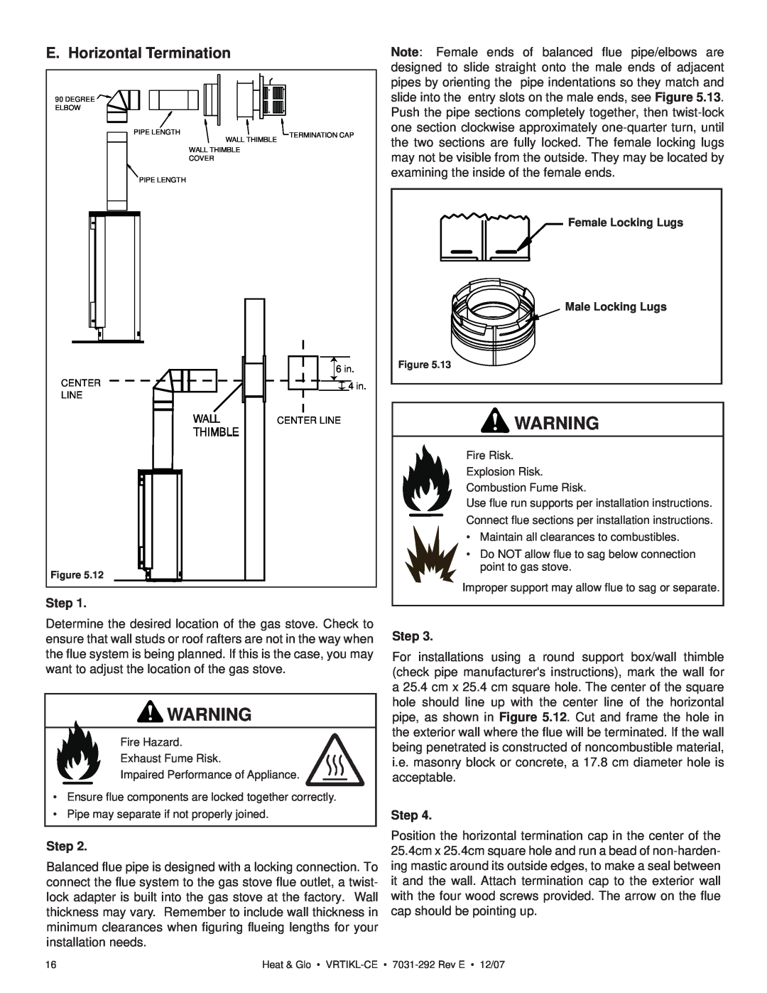Hearth and Home Technologies VRT-BZ-N-CE, VRTIKL-CE, VRT-GY-P-CE, VRT-GY-N-CE, VRT-BZ-B-CE E. Horizontal Termination, Step 