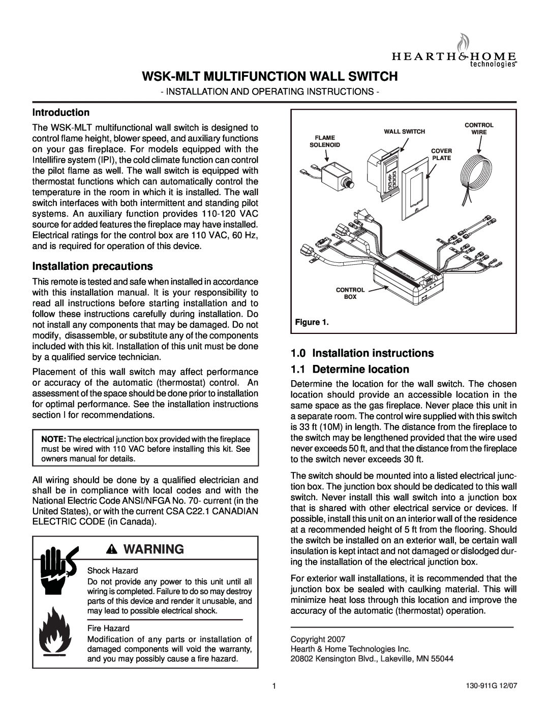 Hearth and Home Technologies WSK-MLT installation instructions Installation precautions, Installation instructions 