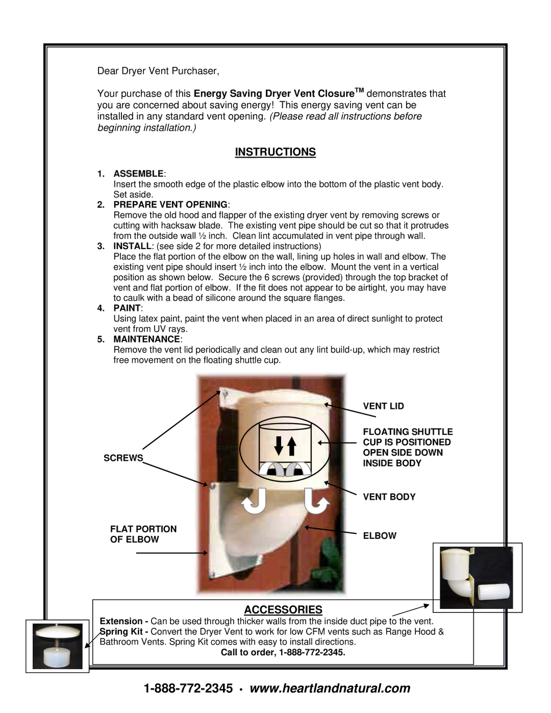 Heartland 21000 installation instructions Accessories 