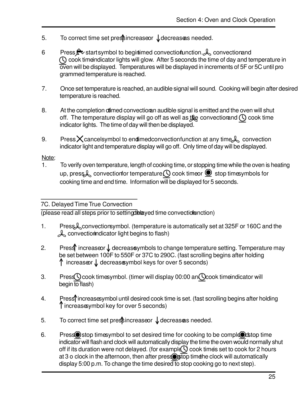 Heartland 3630, 3530 installation and operation guide 7C. Delayed Time True Convection 