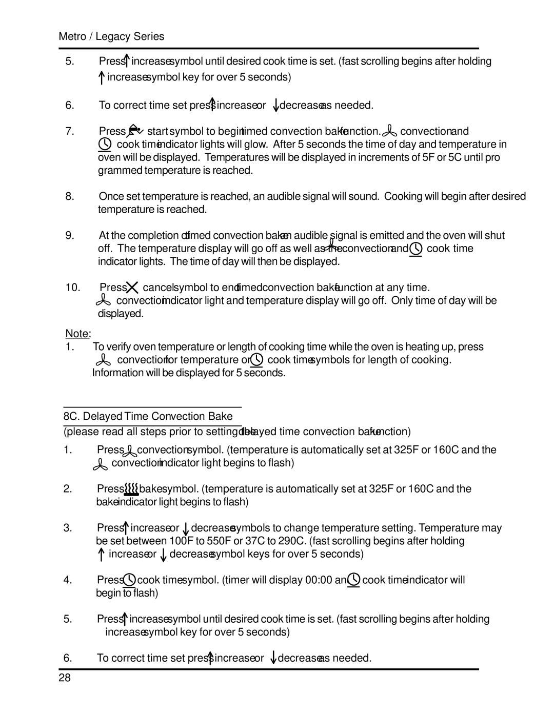 Heartland 3530, 3630 installation and operation guide 8C. Delayed Time Convection Bake 