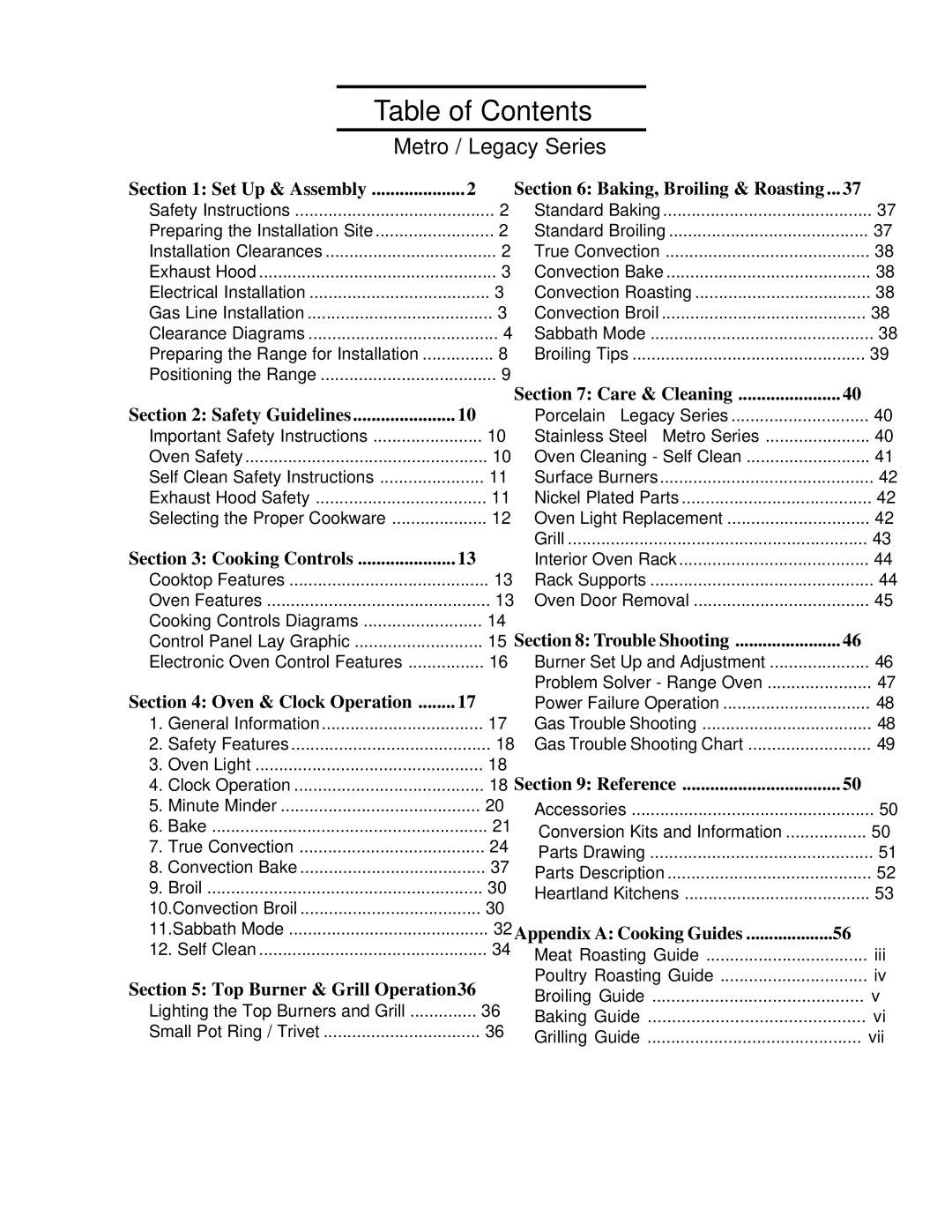 Heartland 3630, 3530 installation and operation guide Table of Contents 