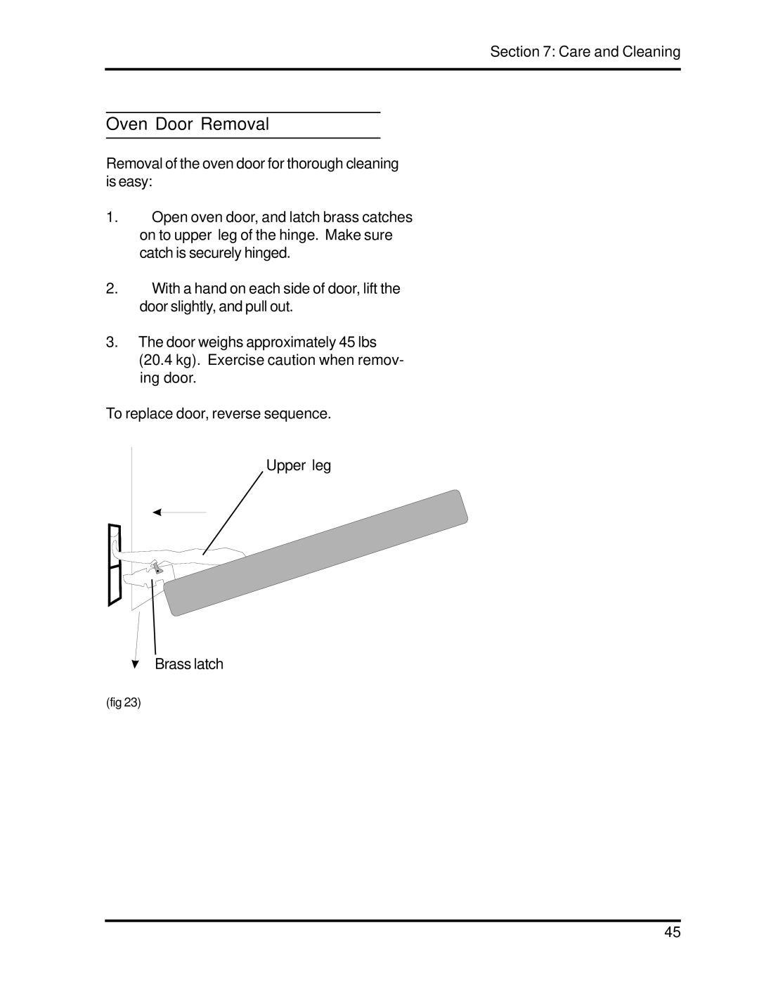 Heartland 3630, 3530 installation and operation guide Oven Door Removal 