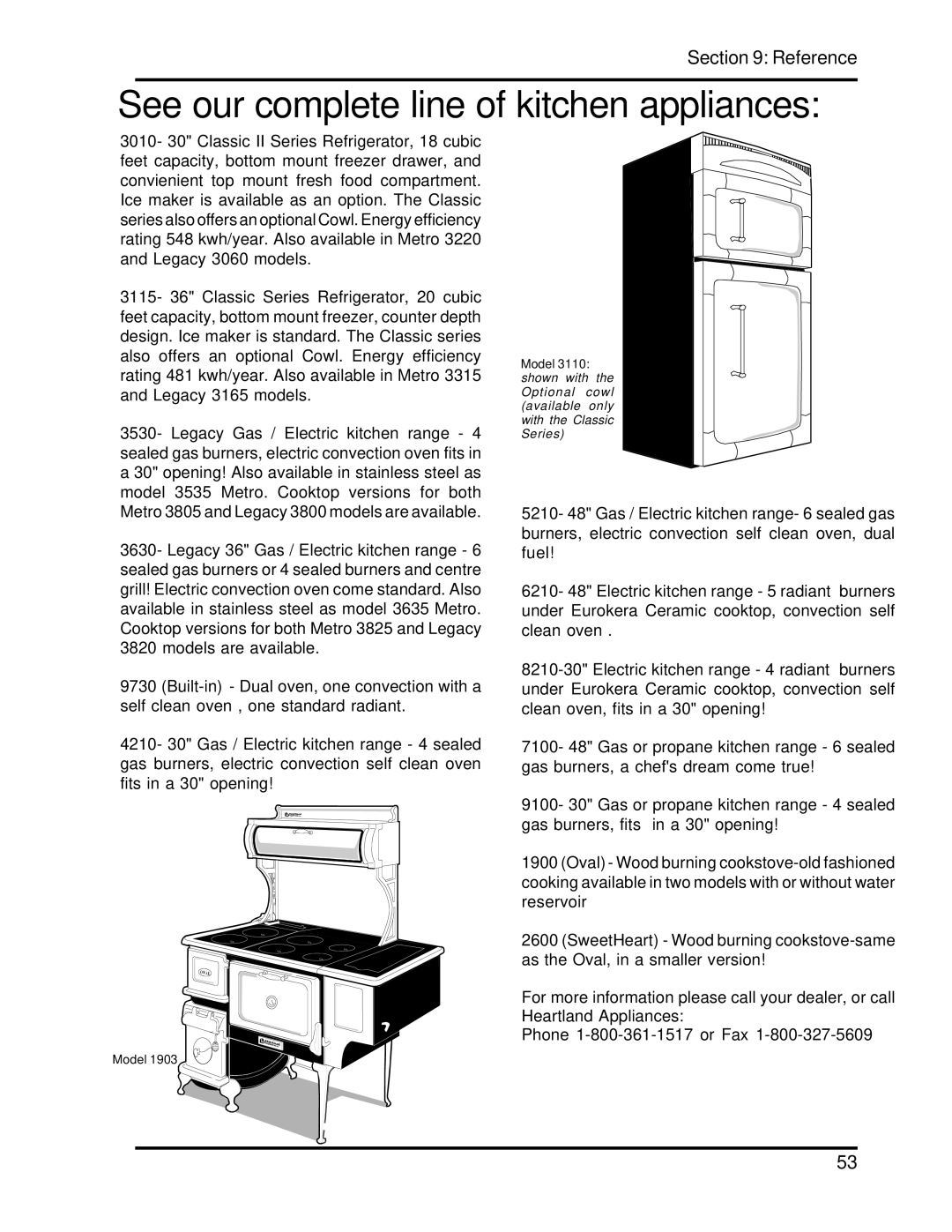 Heartland 3630, 3530 installation and operation guide See our complete line of kitchen appliances 