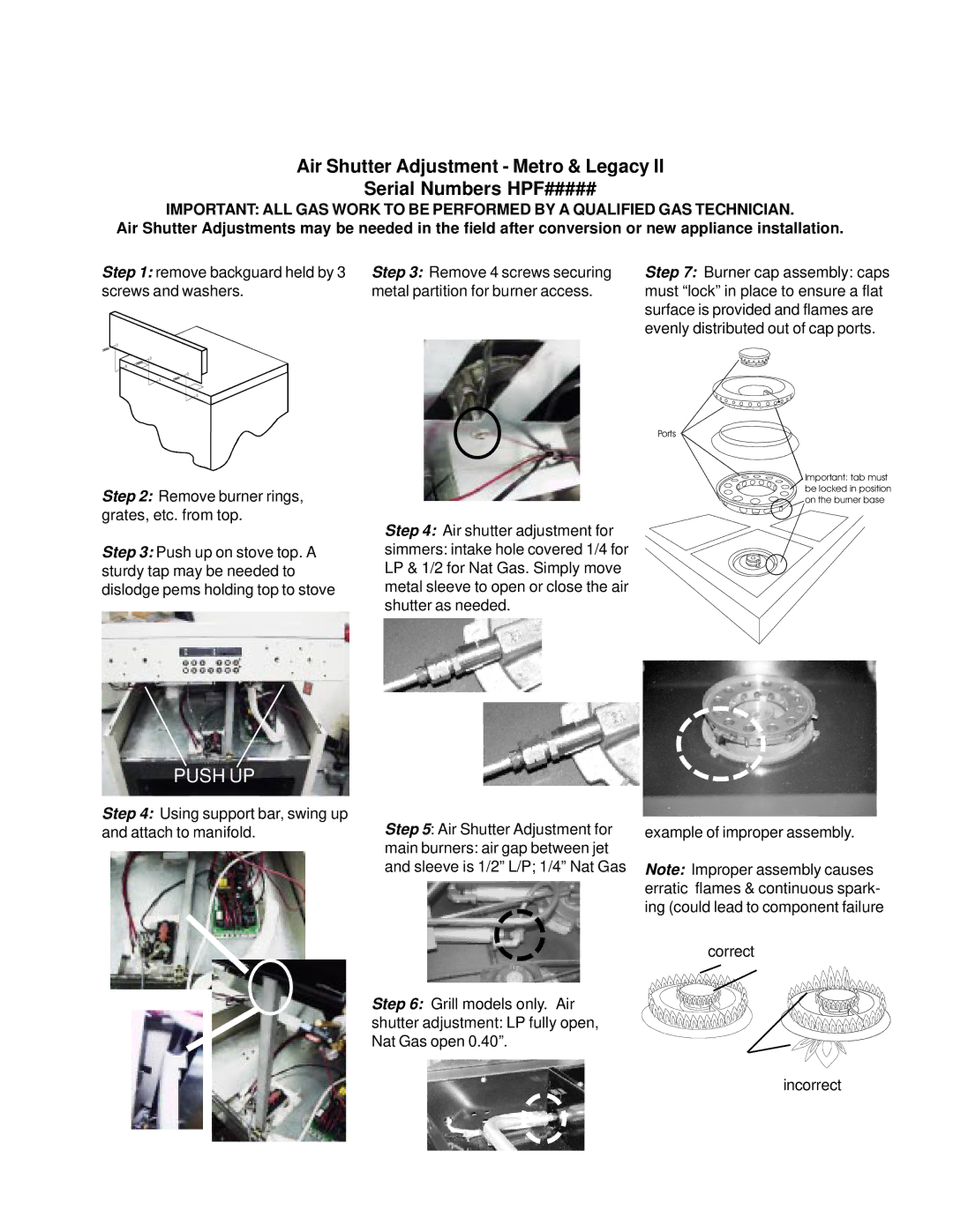 Heartland 3630, 3530 installation and operation guide Push UP 