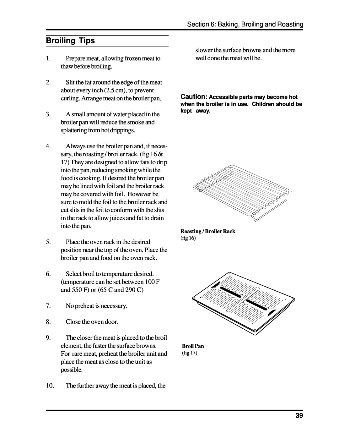 Heartland 3630, 3530 installation and operation guide Broiling Tips 