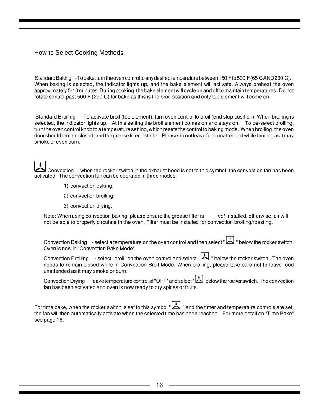 Heartland 4210, 5210, 5200, 4200 installation instructions How to Select Cooking Methods 