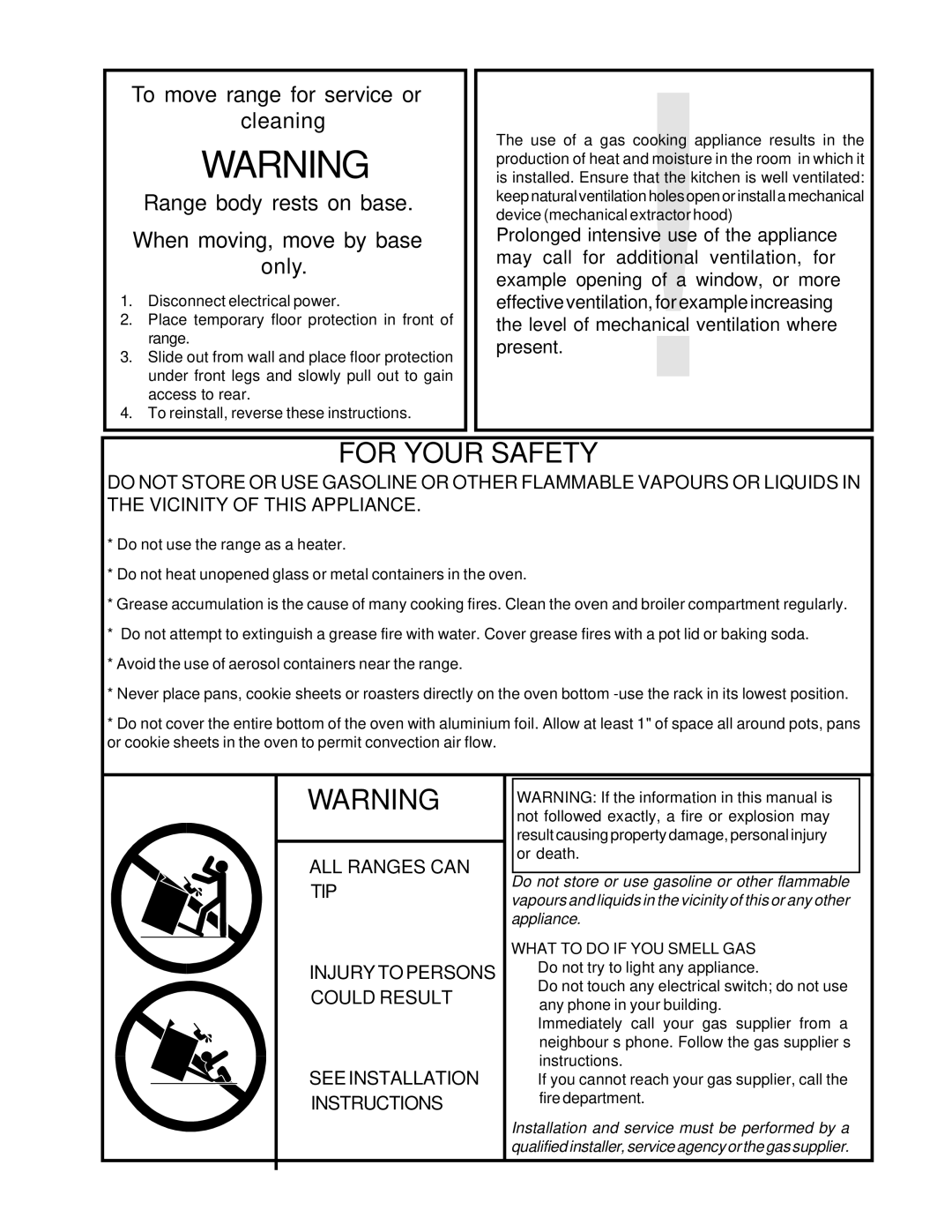 Heartland 4200, 5210, 5200, 4210 installation instructions For Your Safety 