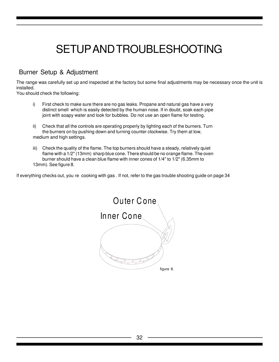 Heartland 4210, 5210, 5200, 4200 installation instructions Setup and Troubleshooting, Burner Setup & Adjustment 