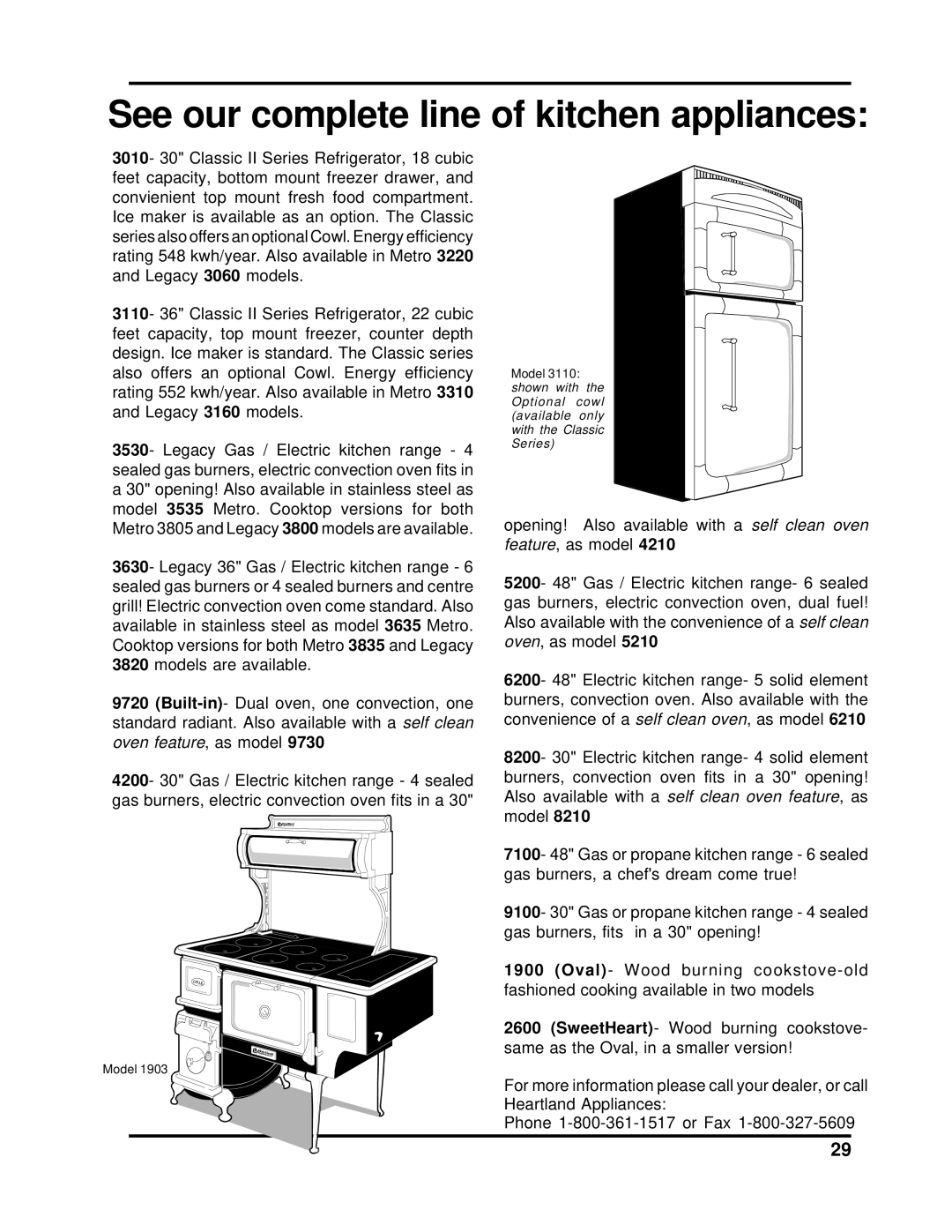 Heartland Bakeware 3805-3825, 3800-3820 manual See our complete line of kitchen appliances 