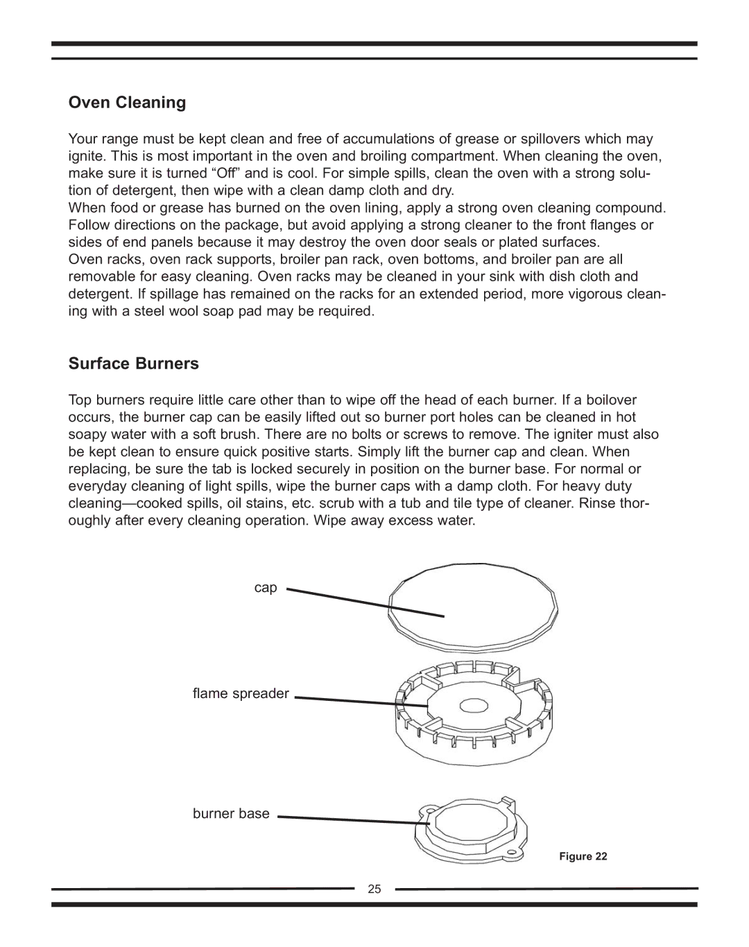 Heartland Bakeware 9200/7200 manual Oven Cleaning, Surface Burners 