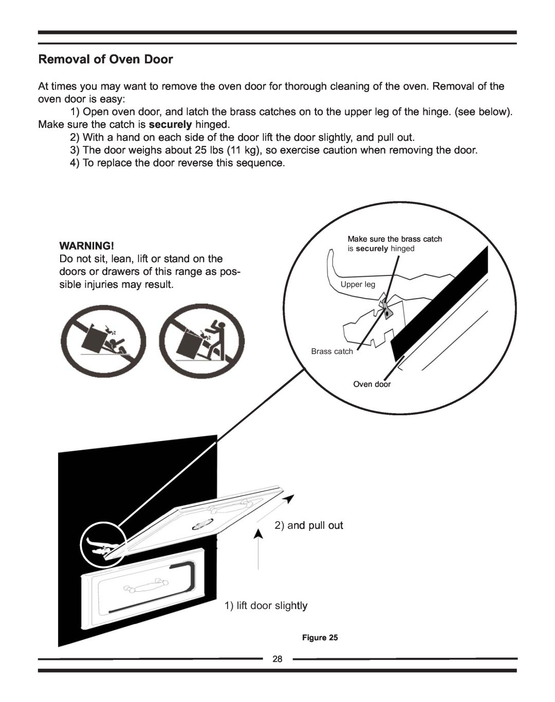 Heartland Bakeware 9200/7200 manual Removal of Oven Door 