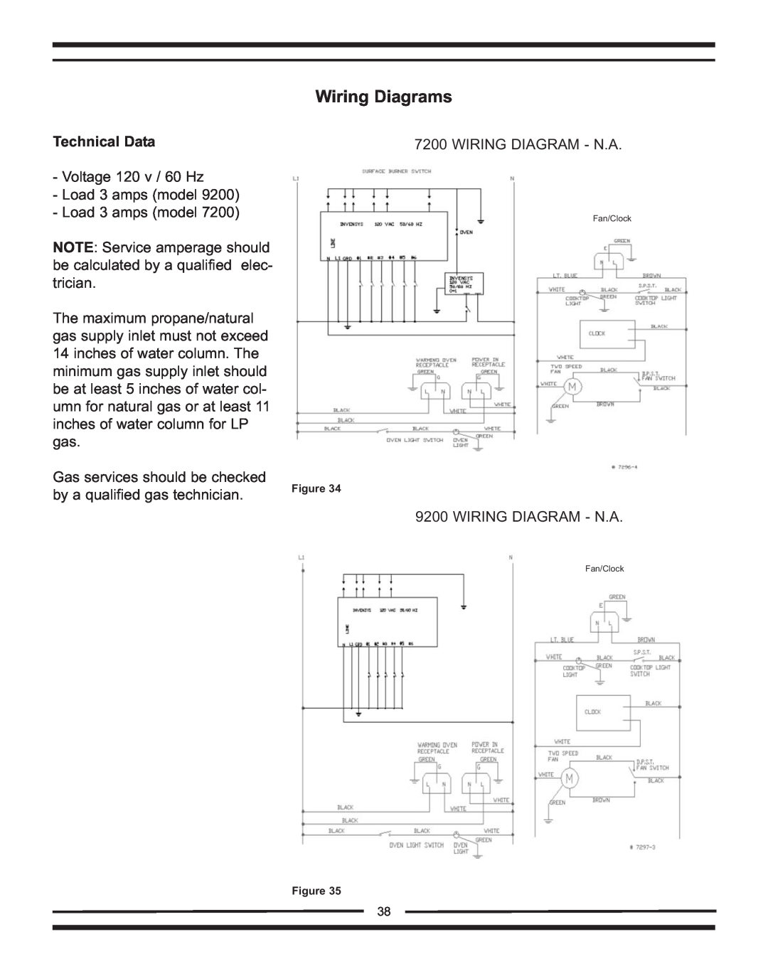Heartland Bakeware 9200/7200 manual Wiring Diagrams, Technical Data 