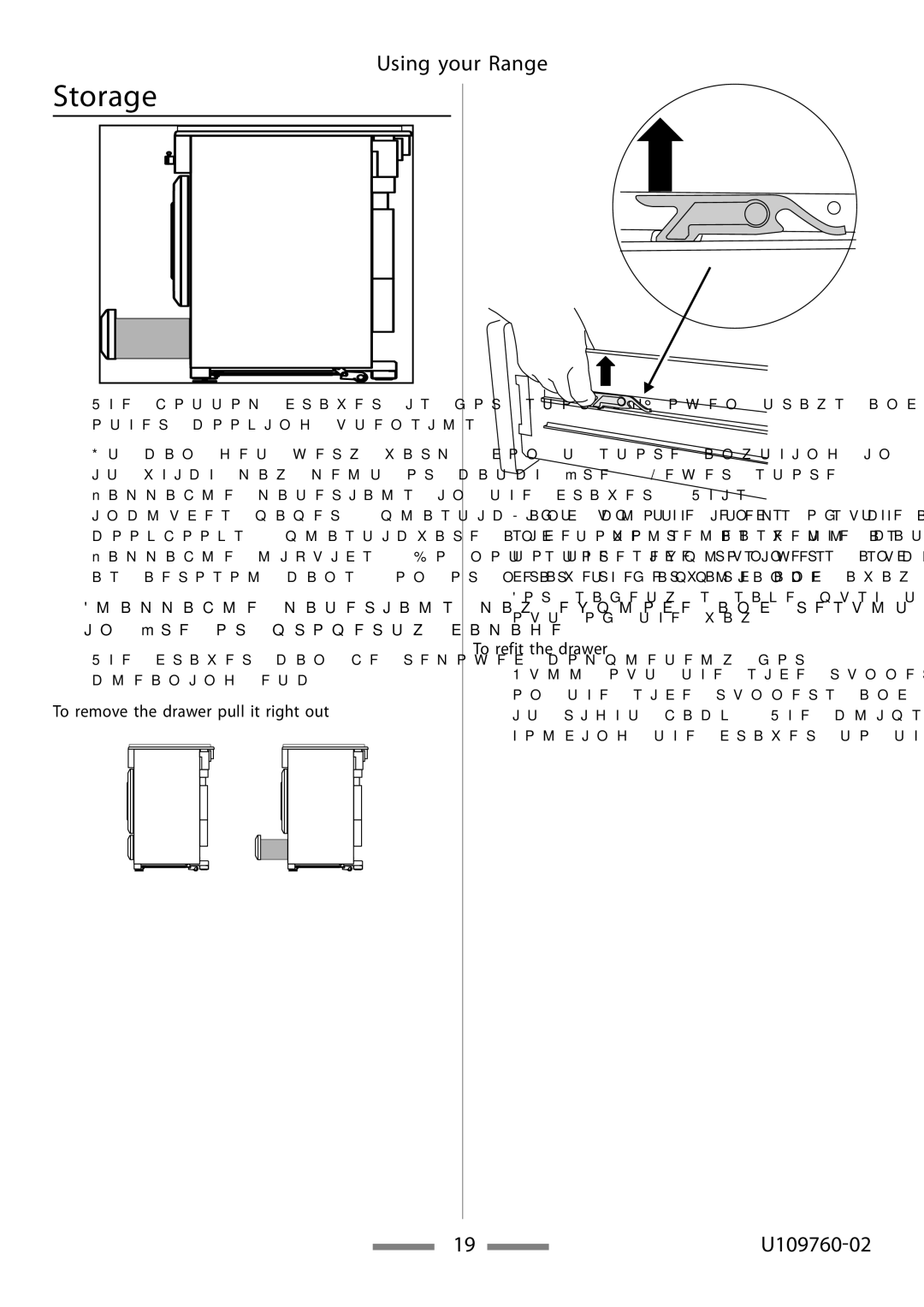 Heartland Bakeware U109760-02 Storage, To remove the drawer pull it right out, To refit the drawer 