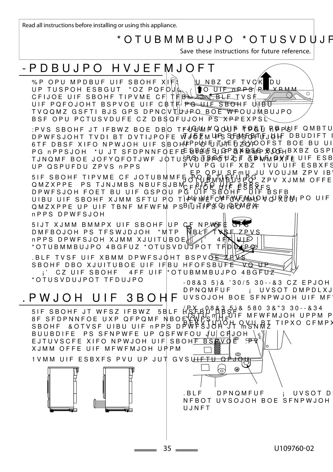 Heartland Bakeware U109760-02 installation instructions Location guidelines, Moving the Range 