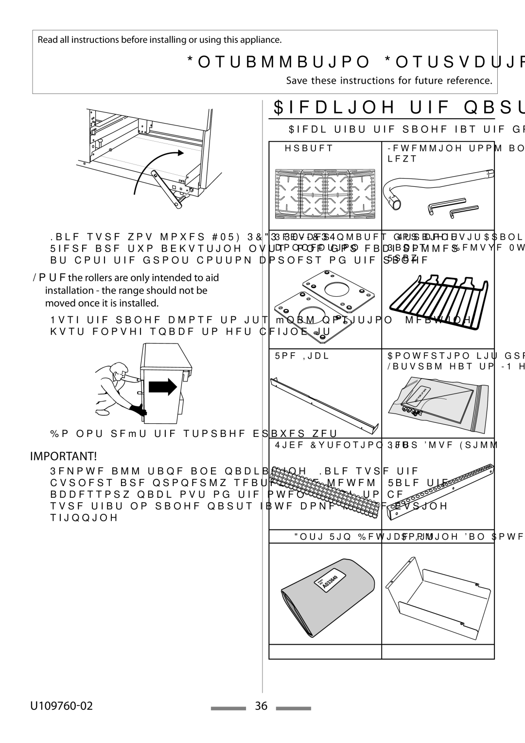 Heartland Bakeware U109760-02 installation instructions Checking the parts, Check that the range has the following parts 