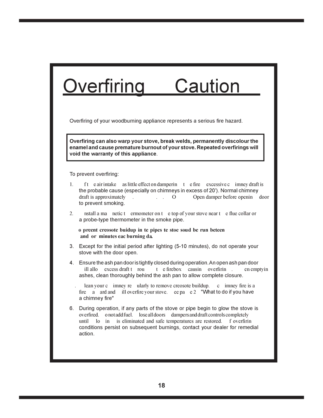 Heartland The Artisan operating instructions Overfiring Caution, To prevent overfiring 