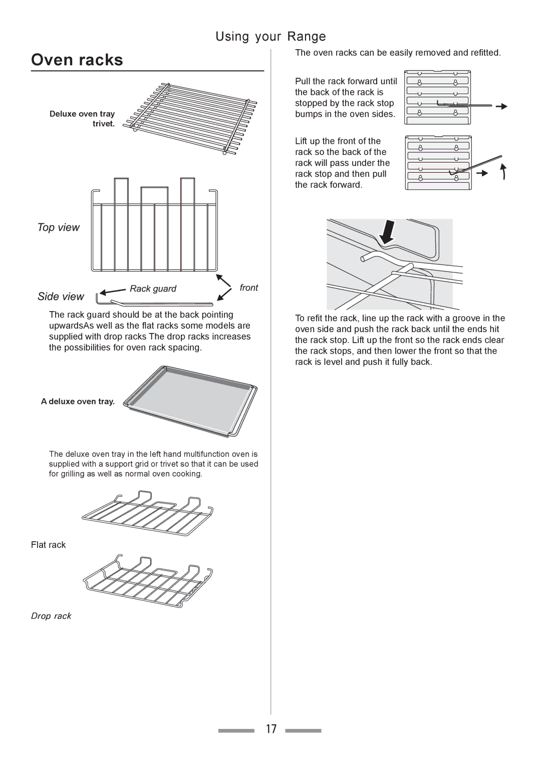 Heartland Toledo XT installation instructions Oven racks, Deluxe oven tray 