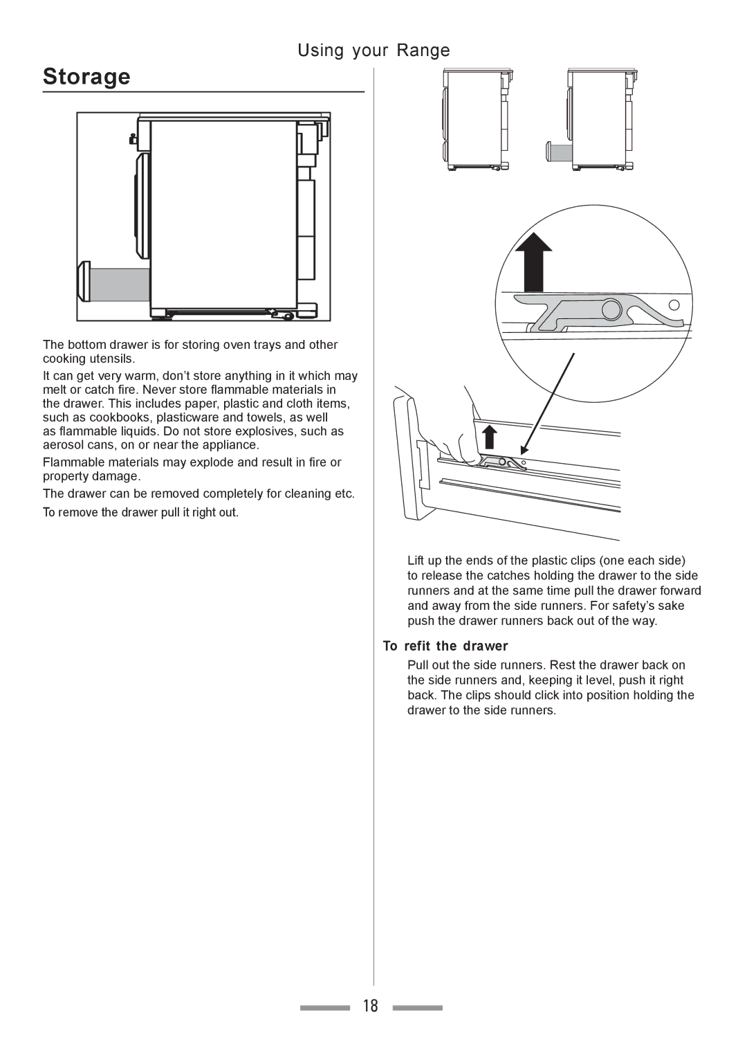 Heartland Toledo XT installation instructions Storage, To refit the drawer 