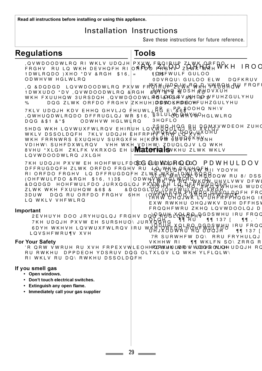 Heartland Toledo XT Regulations, Tools, Materials, You will need the following tools, Additional materials you may need 