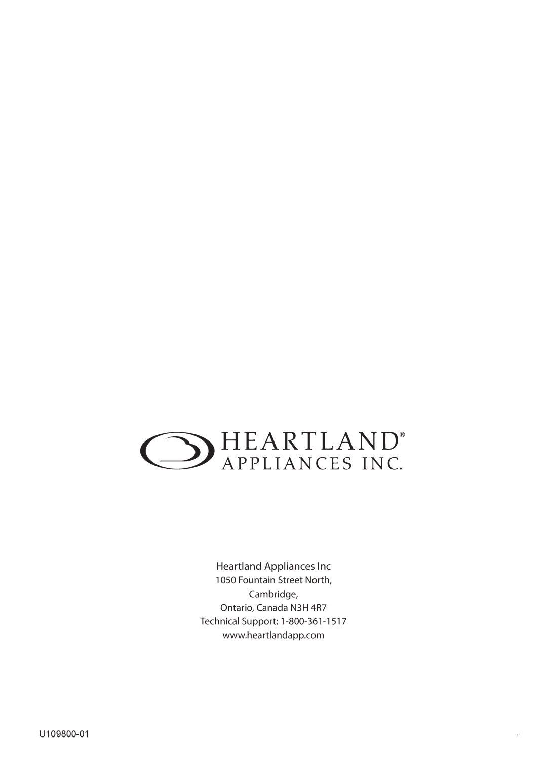 Heartland Toledo XT installation instructions Heartland Appliances Inc 