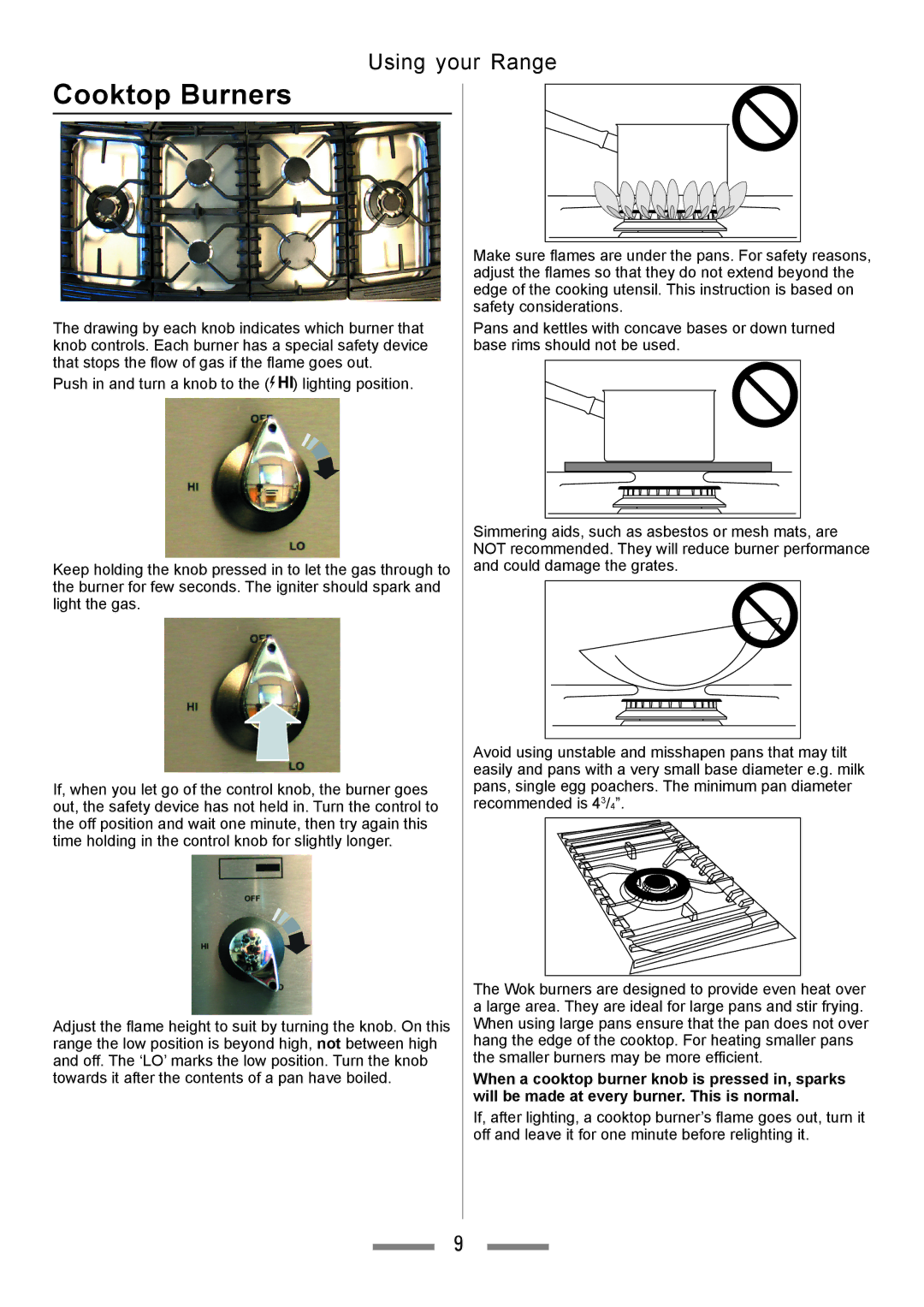 Heartland Toledo XT installation instructions Cooktop Burners, Using your Range 