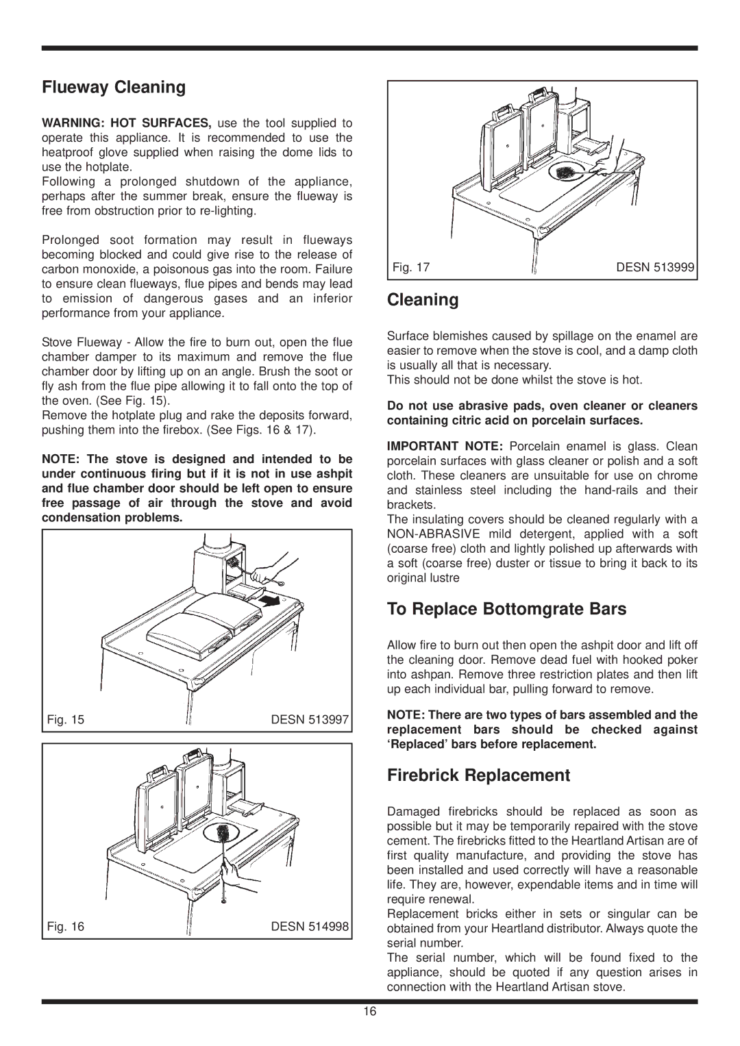 Heartland Wood Stove warranty Flueway Cleaning, To Replace Bottomgrate Bars, Firebrick Replacement 