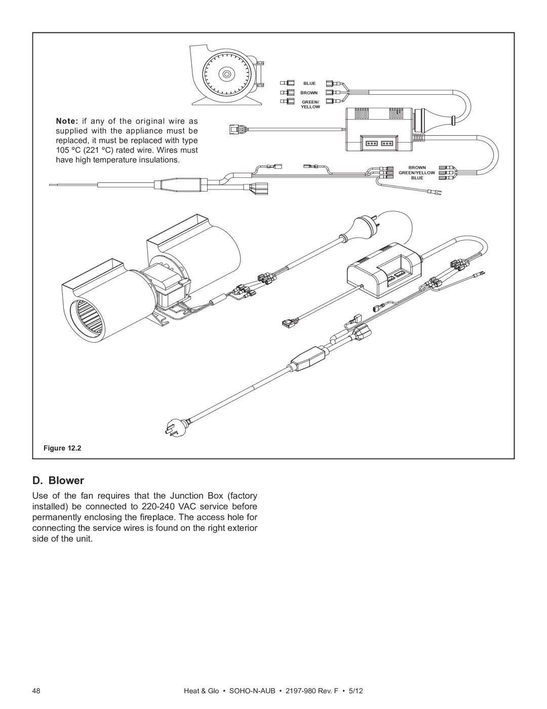 Heat & Glo LifeStyle 2197-980 owner manual Blower 