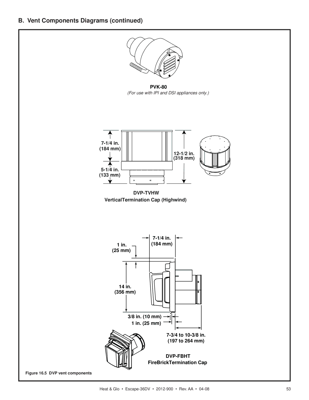 Heat & Glo LifeStyle 36DV owner manual Dvp-Tvhw 