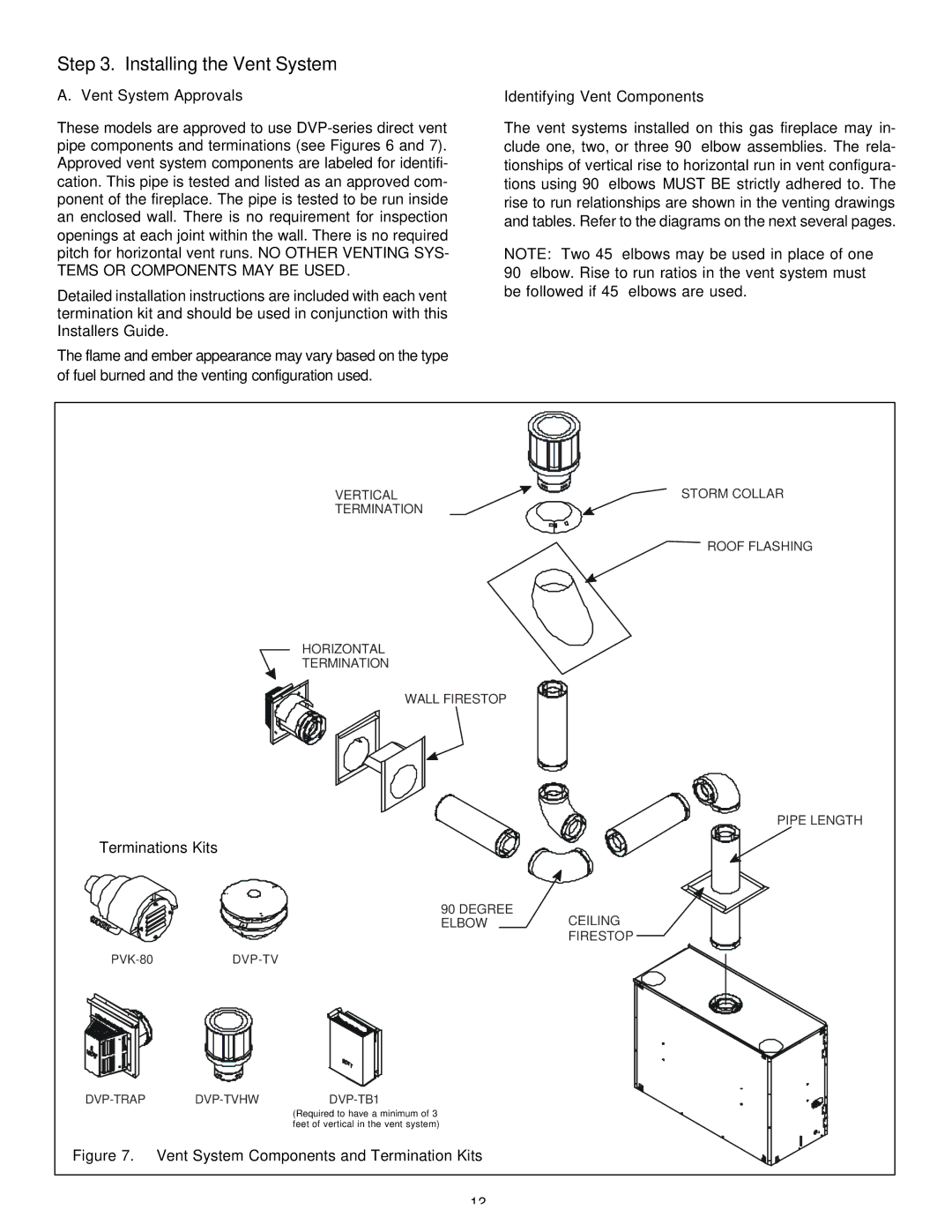 Heat & Glo LifeStyle 36DV manual Installing the Vent System, Vent System Approvals, Tems or Components MAY be Used 