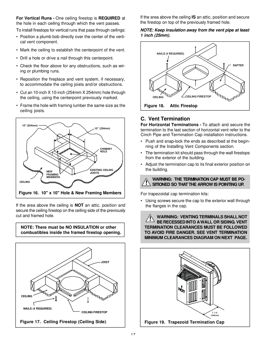 Heat & Glo LifeStyle 36DV manual Vent Termination, Sitioned SO That the Arrow is Pointing UP 