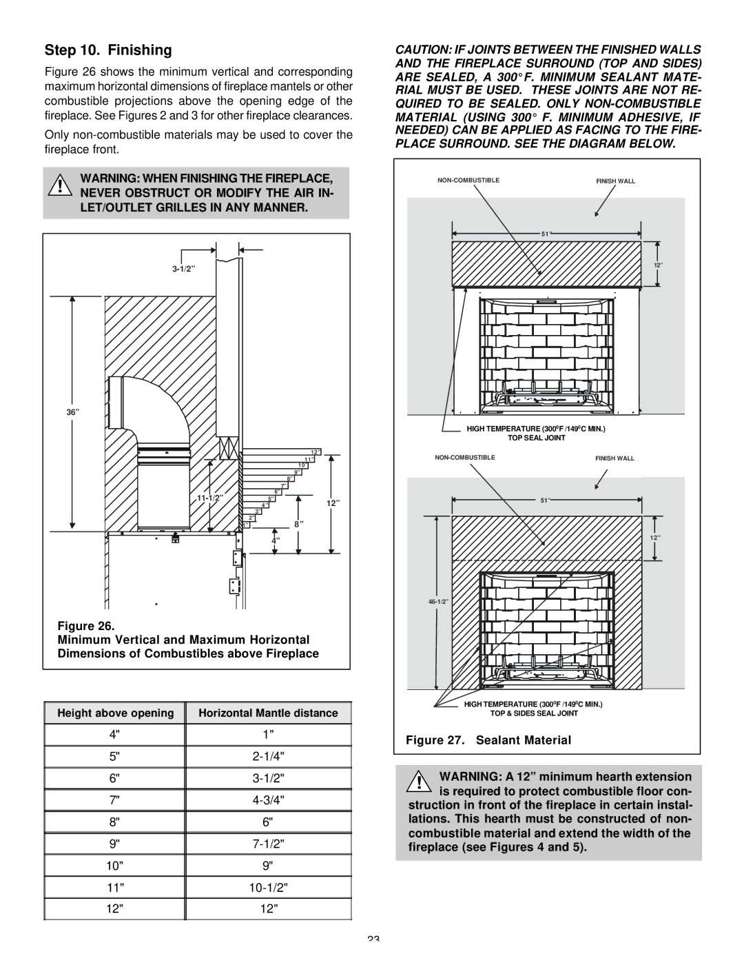 Heat & Glo LifeStyle 36DV manual Finishing, LET/OUTLET Grilles in ANY Manner 