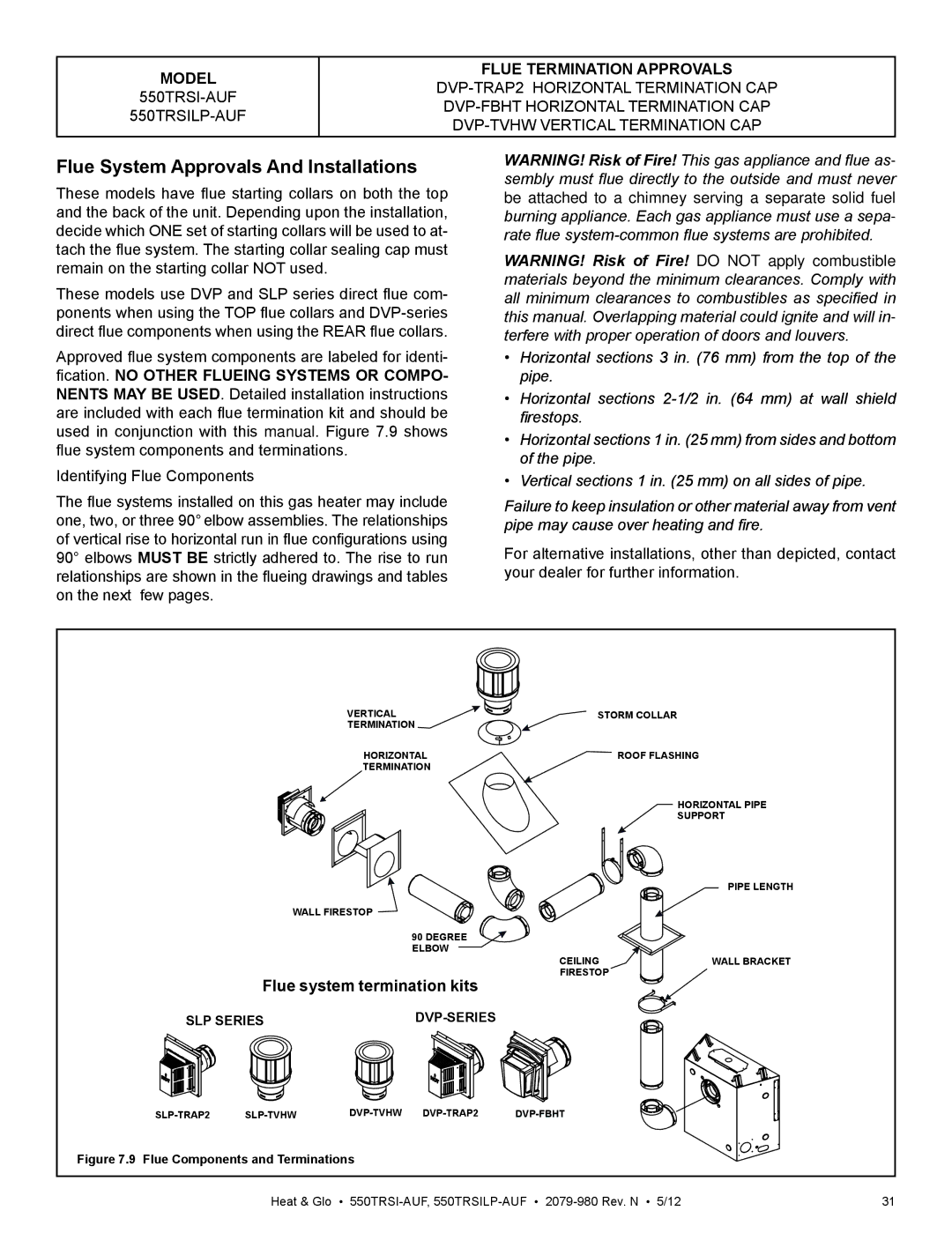 Heat & Glo LifeStyle 550TRSI-AUF owner manual Flue System Approvals And Installations, Flue Termination Approvals 