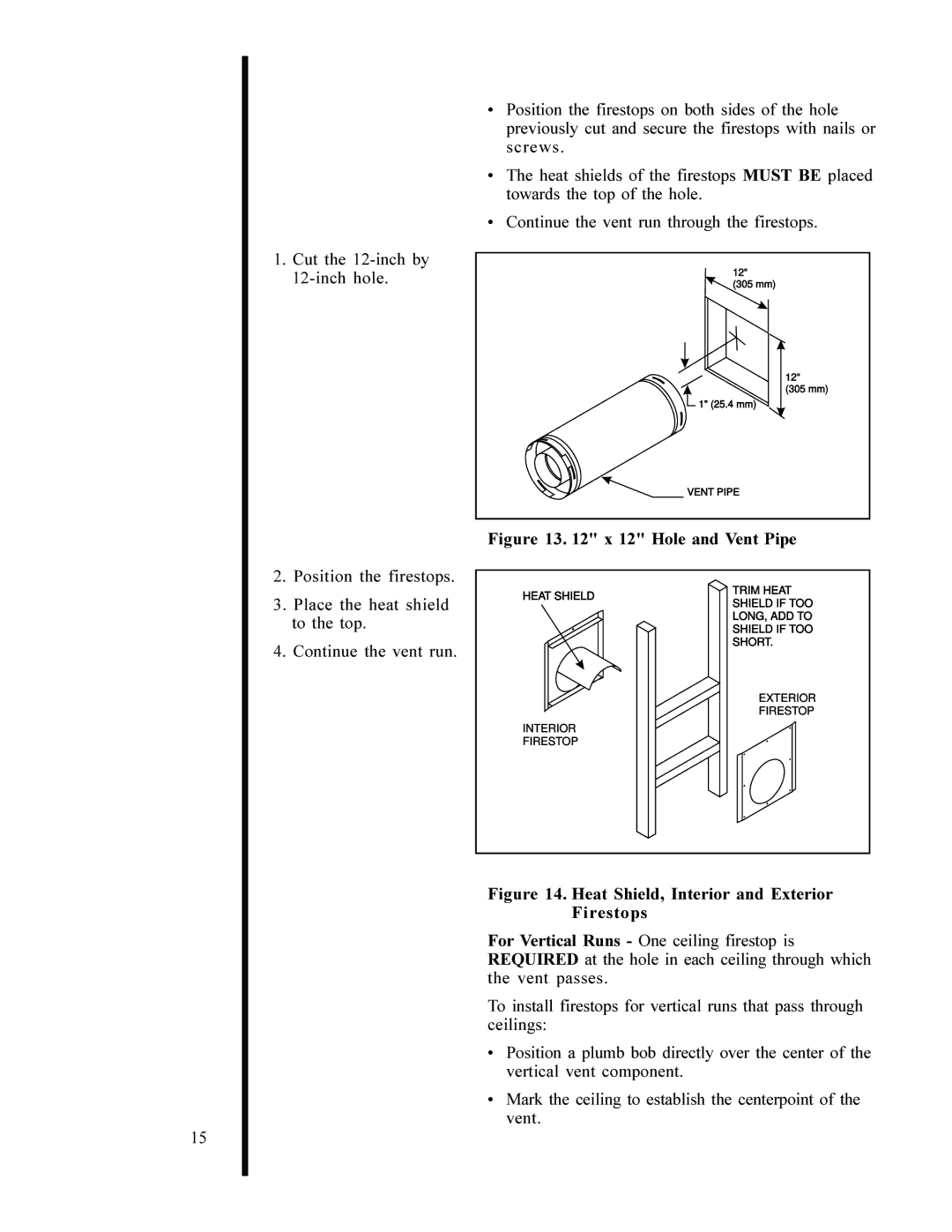 Heat & Glo LifeStyle 6000 GDVFL, 6000 XLS manual Hole and Vent Pipe 