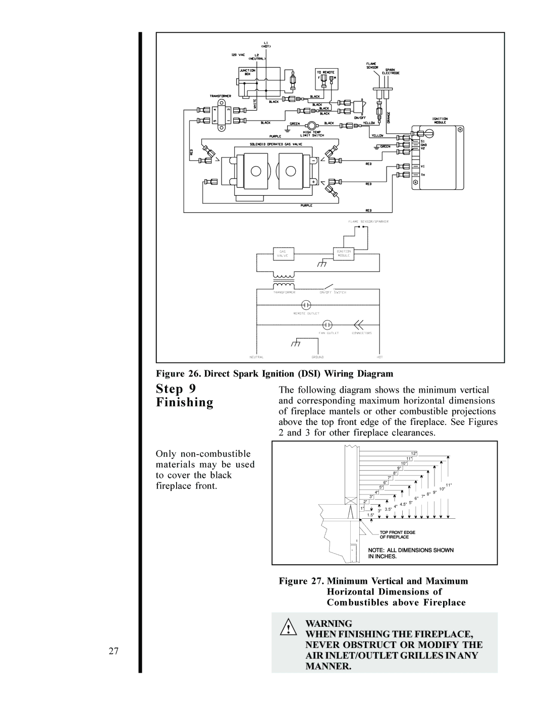 Heat & Glo LifeStyle 6000 GDVFL, 6000 XLS manual Step Finishing, Direct Spark Ignition DSI Wiring Diagram 