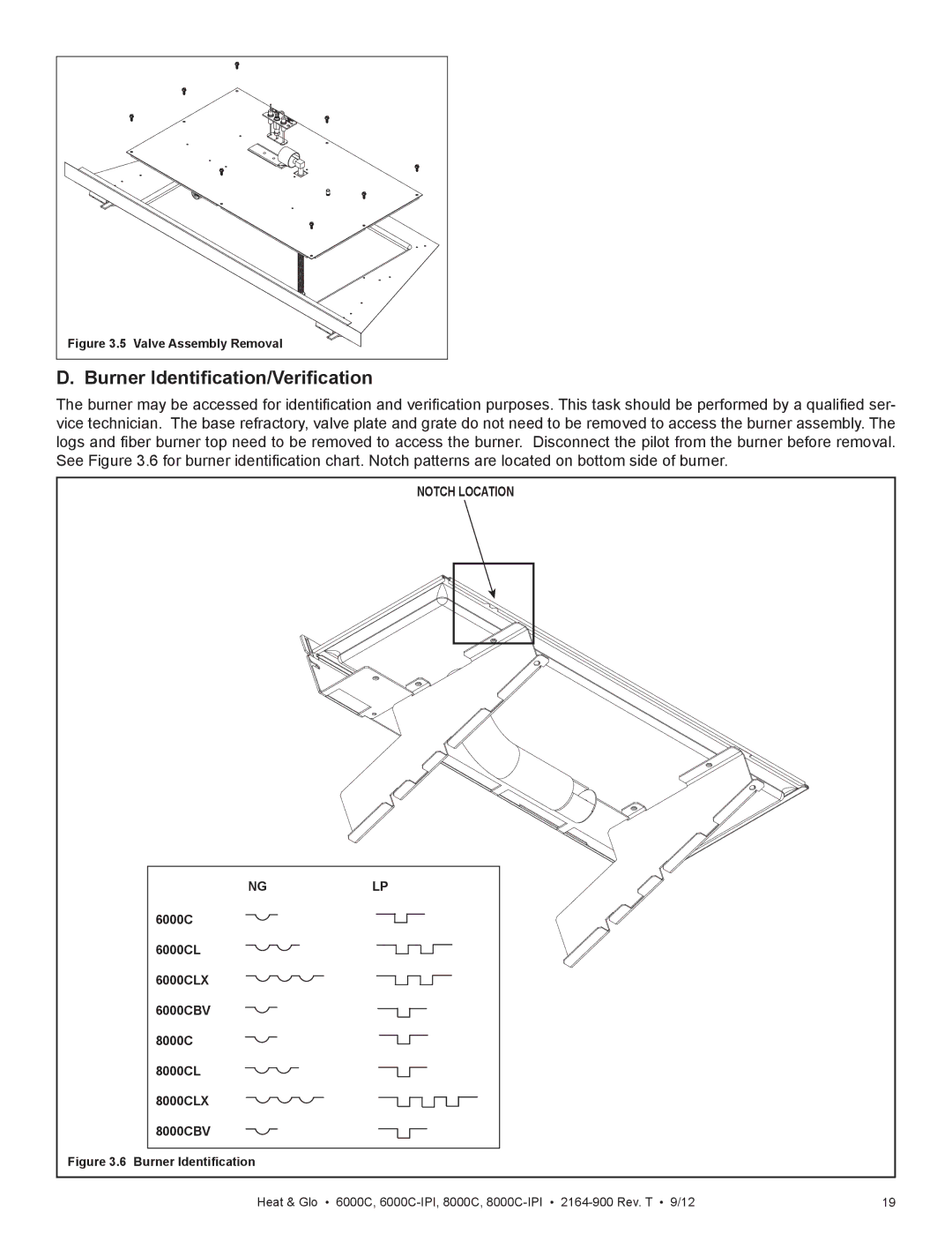 Heat & Glo LifeStyle 6000C manual Burner Identification/Verification, Notch Location 