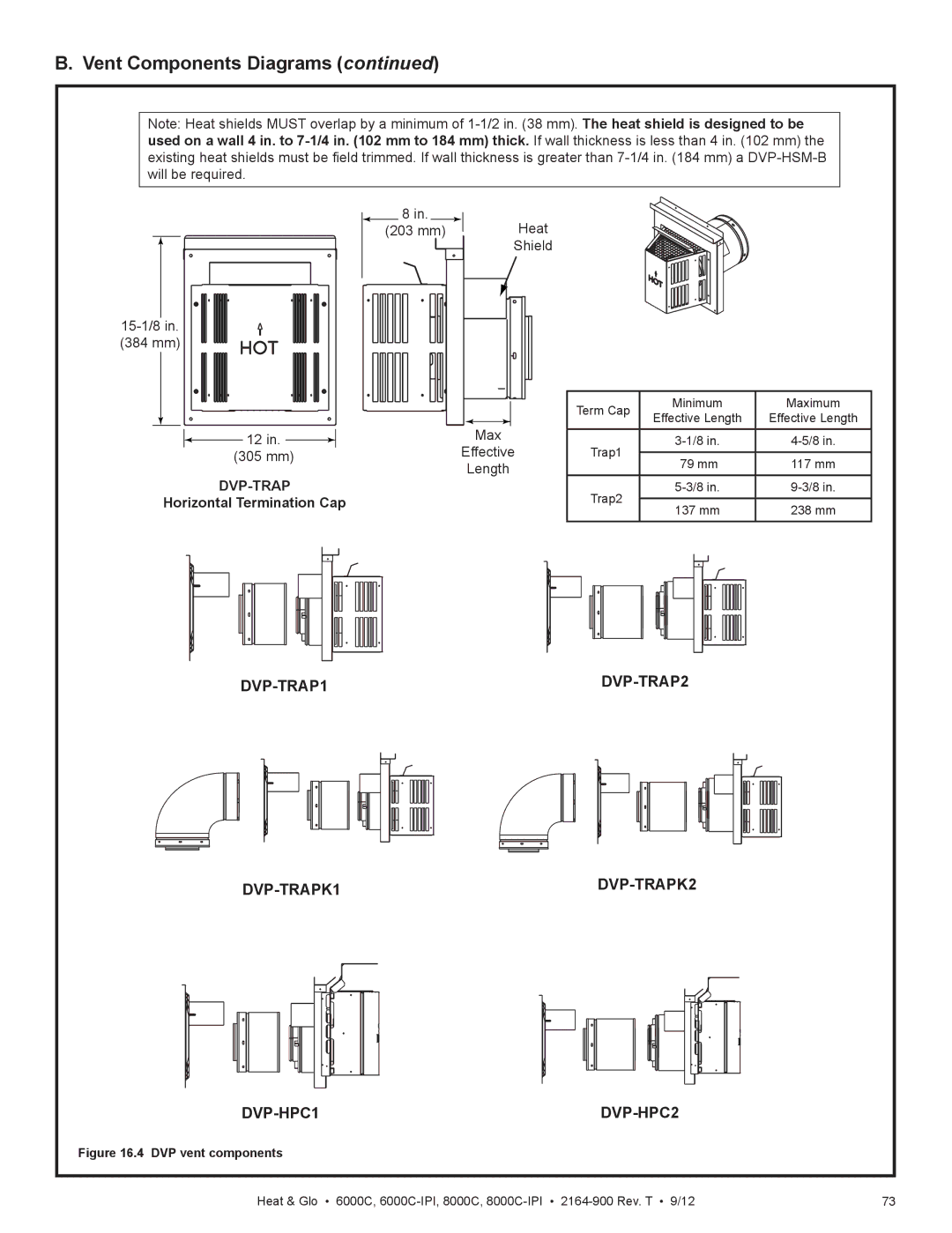 Heat & Glo LifeStyle 6000C manual Dvp-Trap, Horizontal Termination Cap 